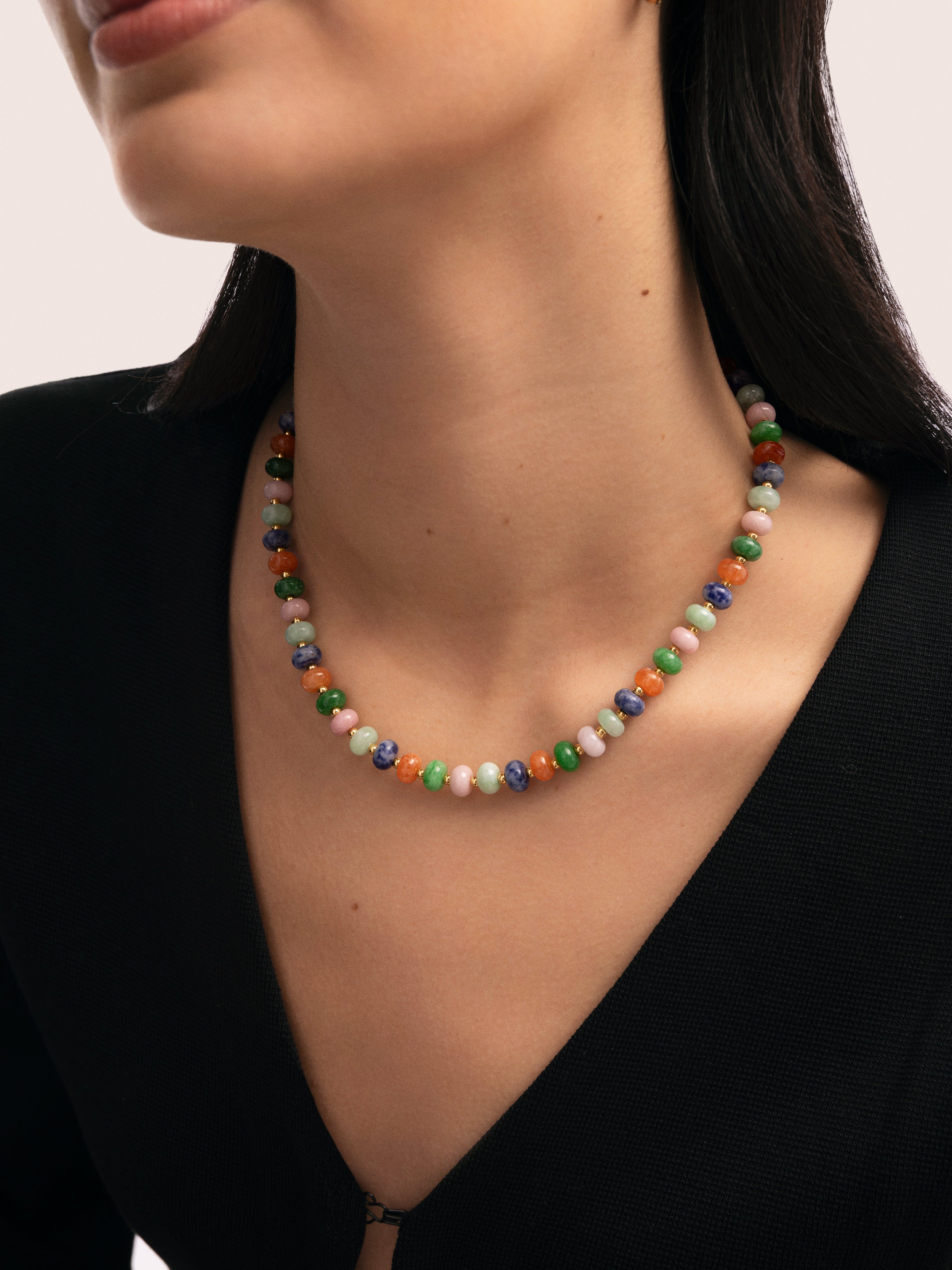 Collar Alpine Stones Acero Baño Oro