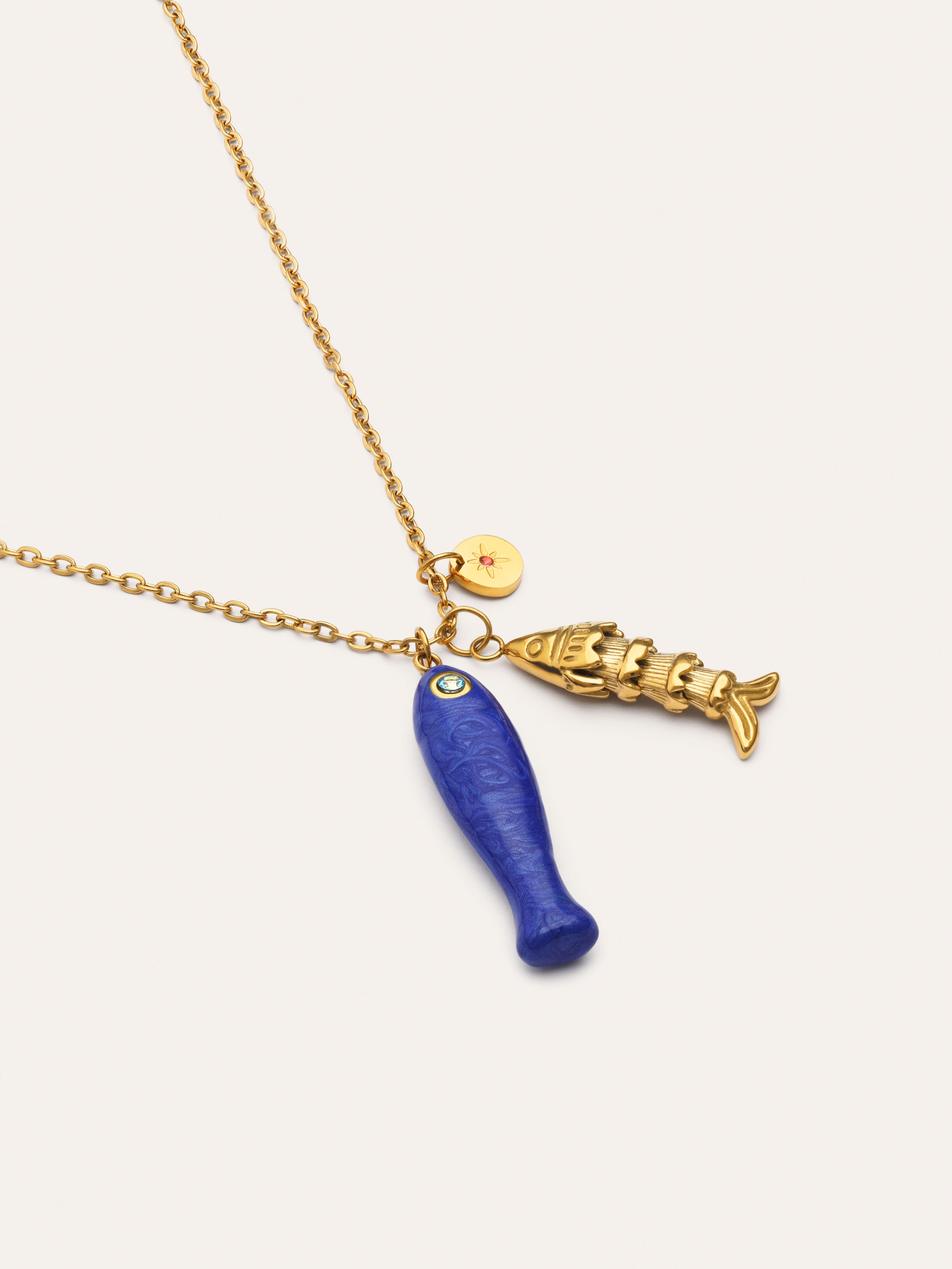 Collar Aquario Acero Baño Oro