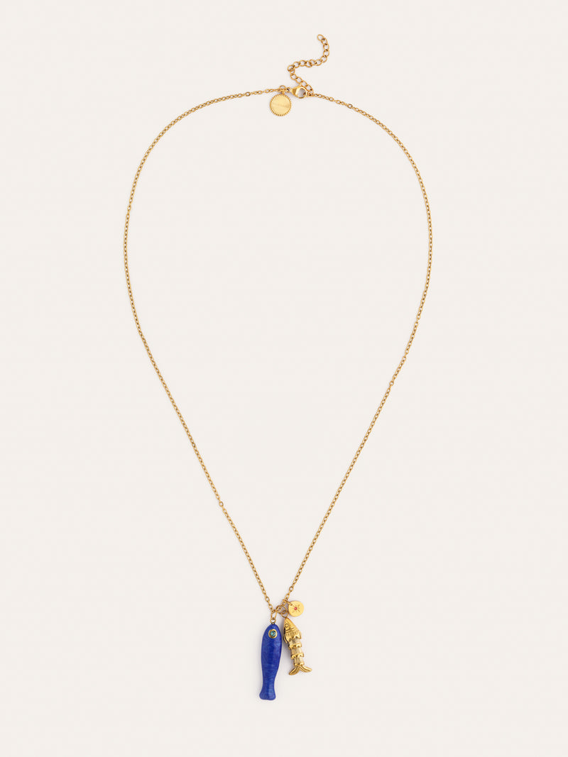 Collar Aquario Acero Baño Oro