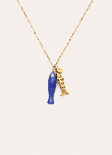 Collar Aquario Acero Baño Oro