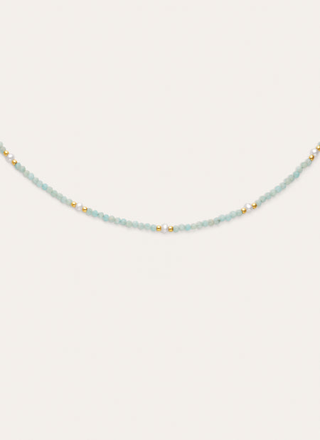 Collar Azulina Acero Baño Oro