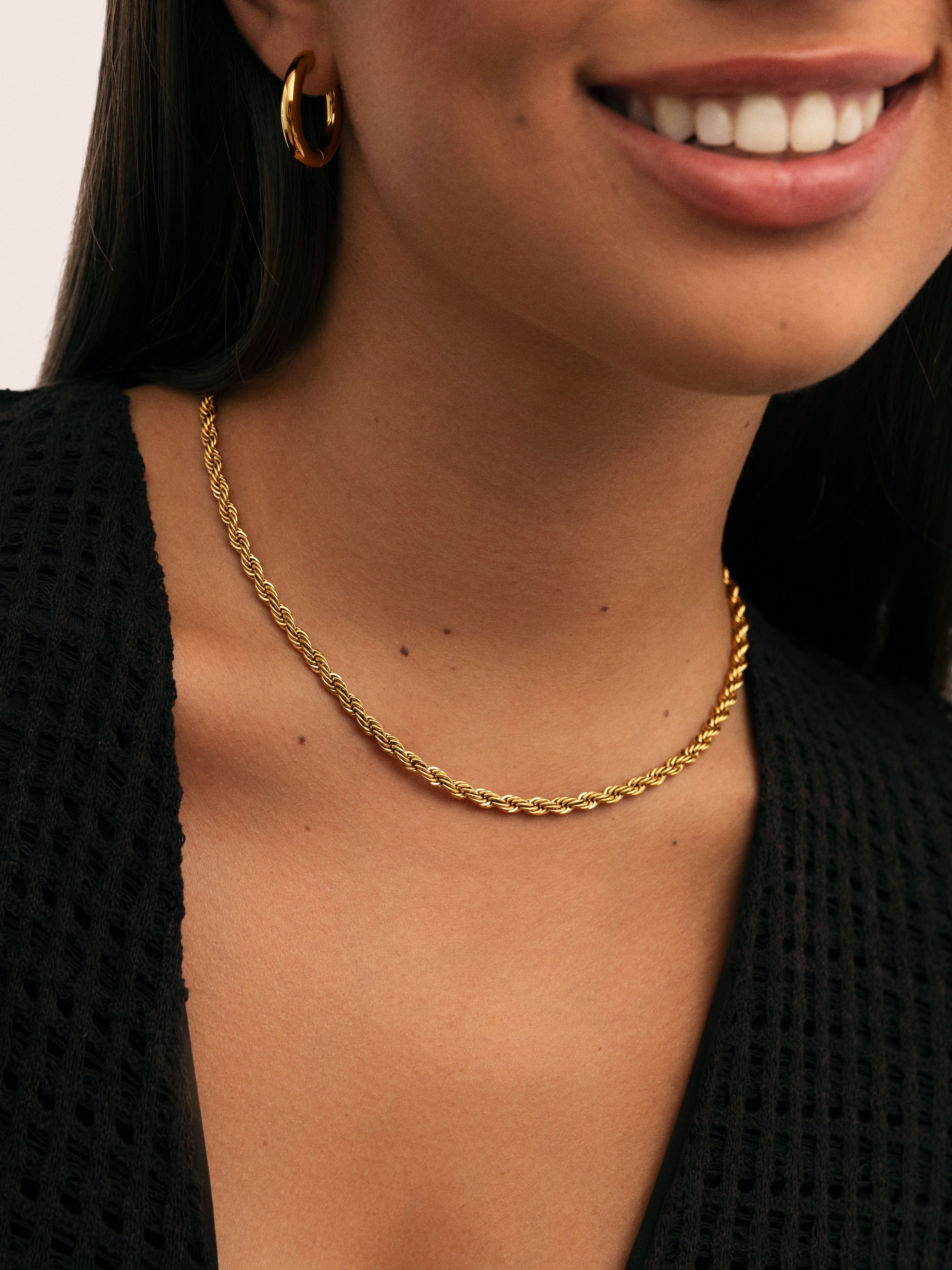 Big Cord Halskette Edelstahl, vergoldet