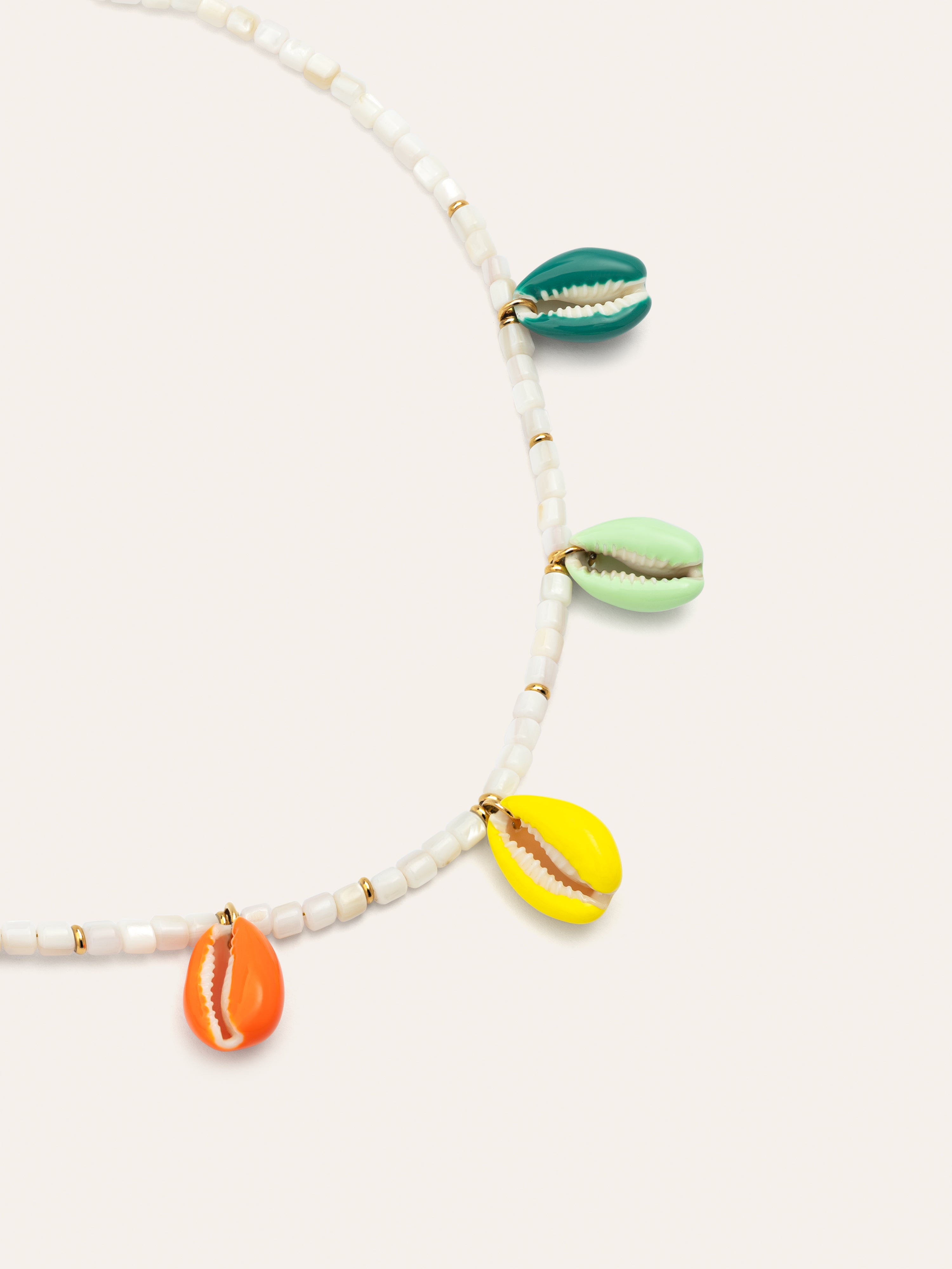 Boho Color Shells Halskette, Edelstahl vergoldet