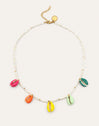 Boho Color Shells Halskette, Edelstahl vergoldet