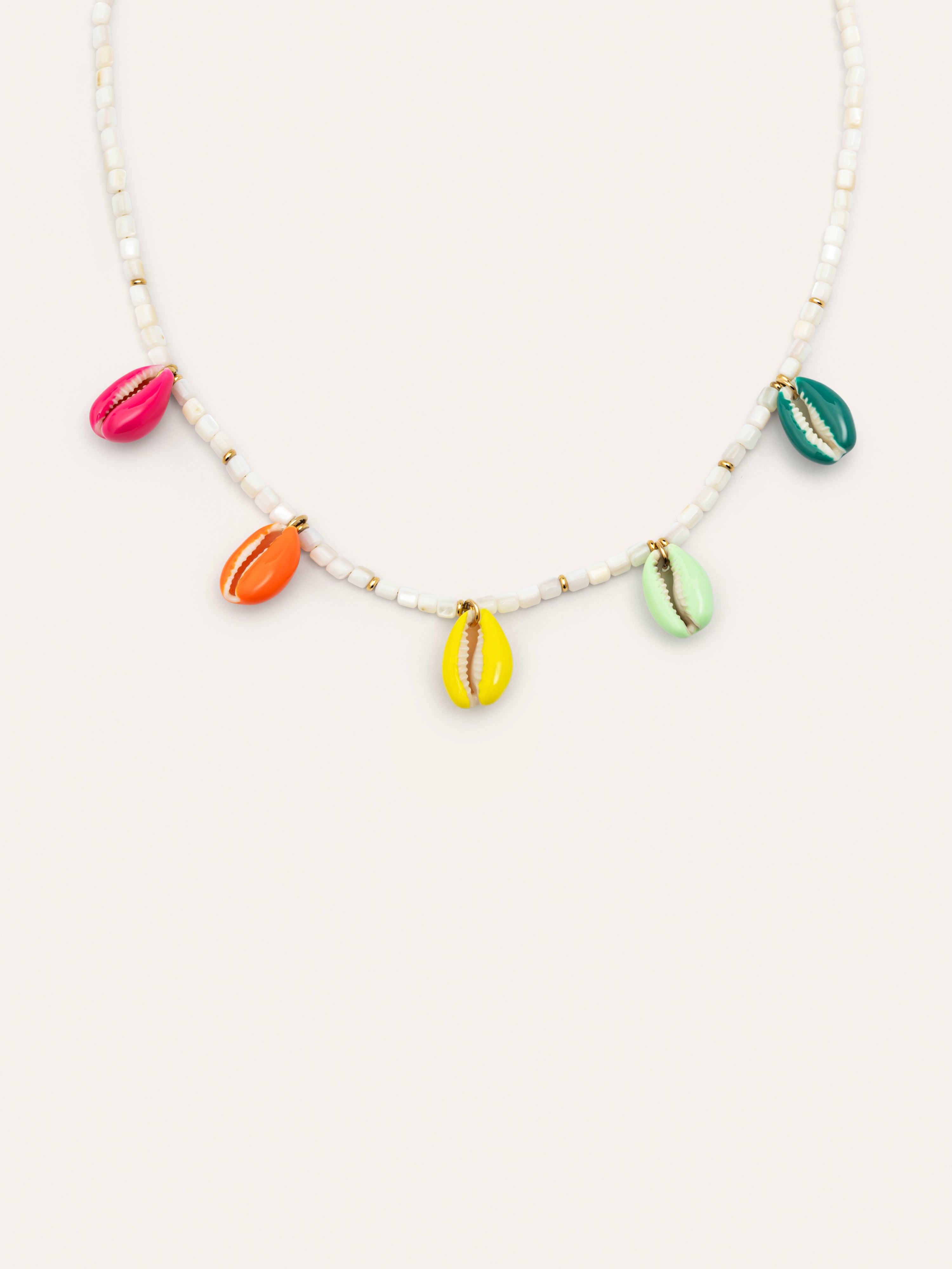 Boho Color Shells Halskette, Edelstahl vergoldet