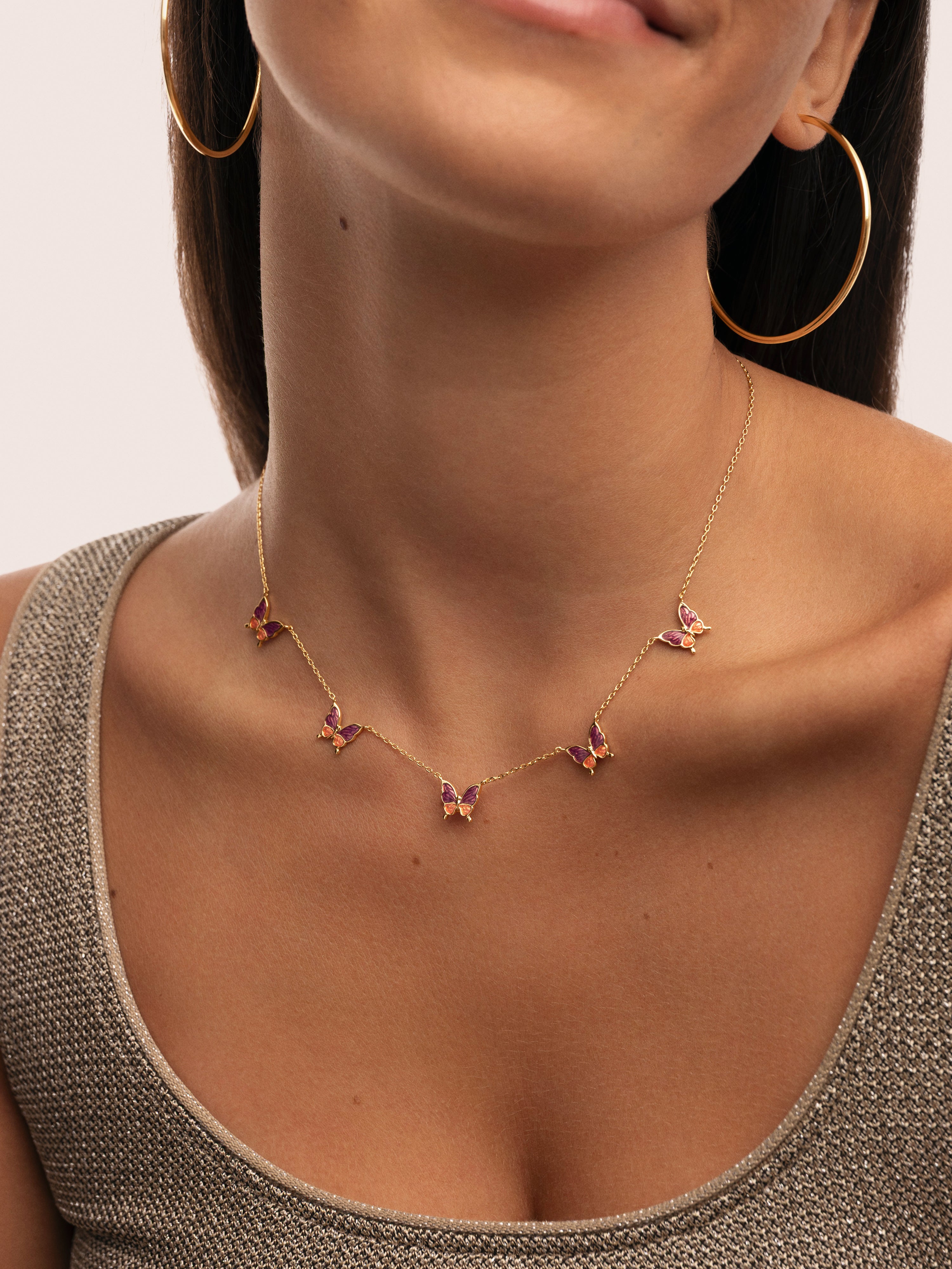 Butterfly Halskette, vergoldet