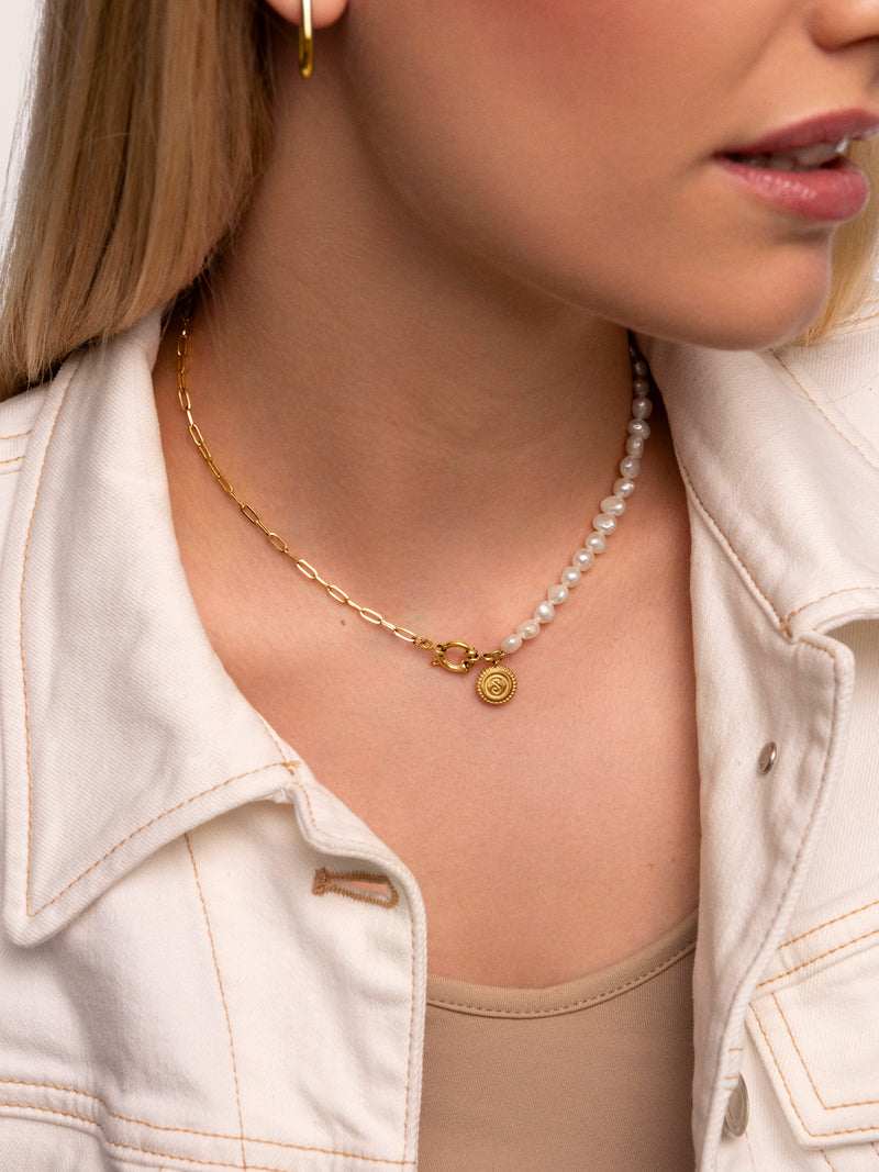 Chic Pearl Halskette Edelstahl, vergoldet