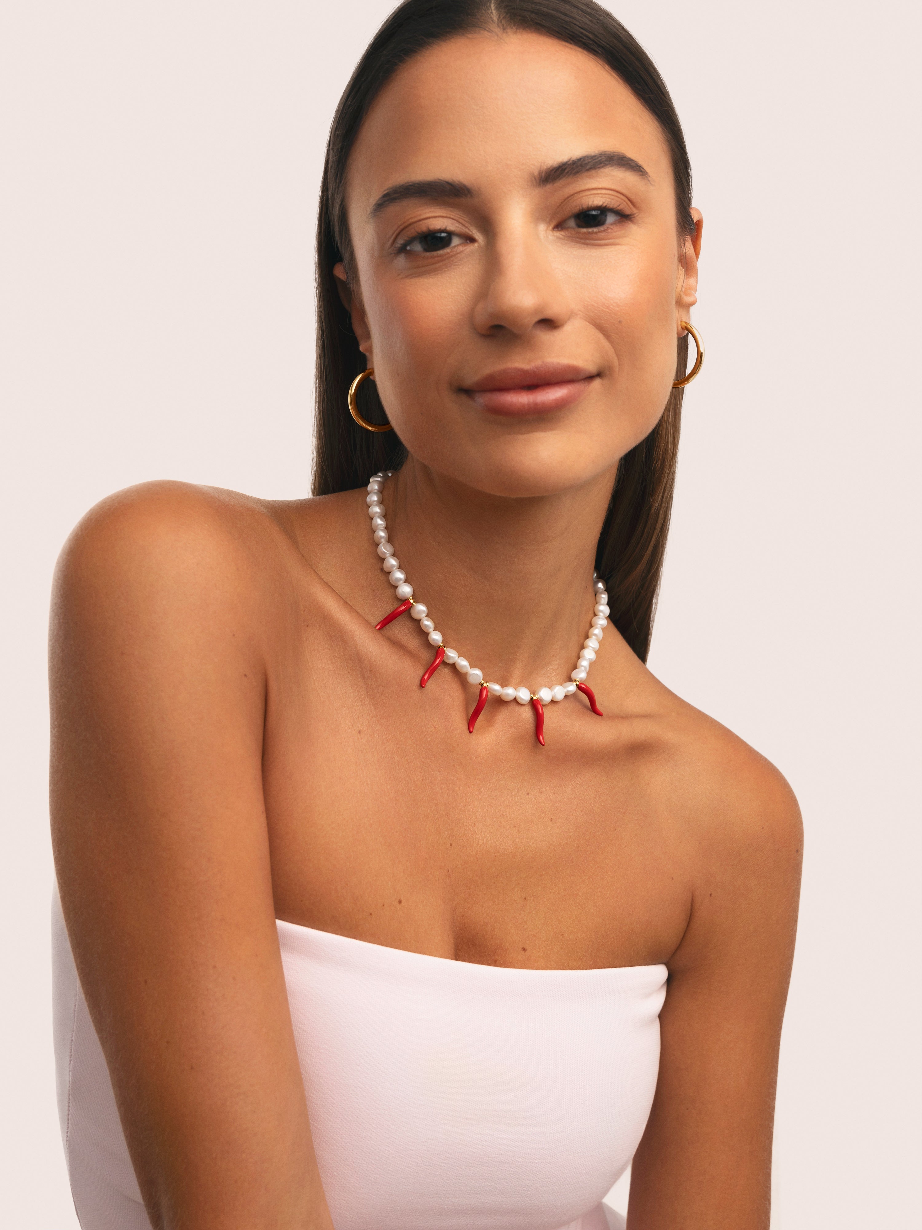 Collar Chili Pearl Acero Baño Oro