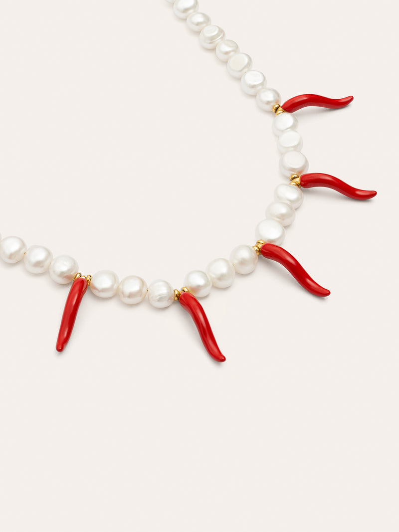 Colar Chili Pearl Aço Banho de Ouro