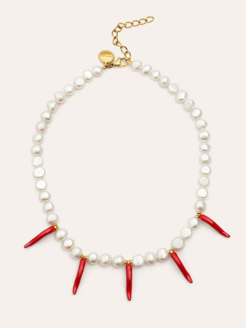 Colar Chili Pearl Aço Banho de Ouro