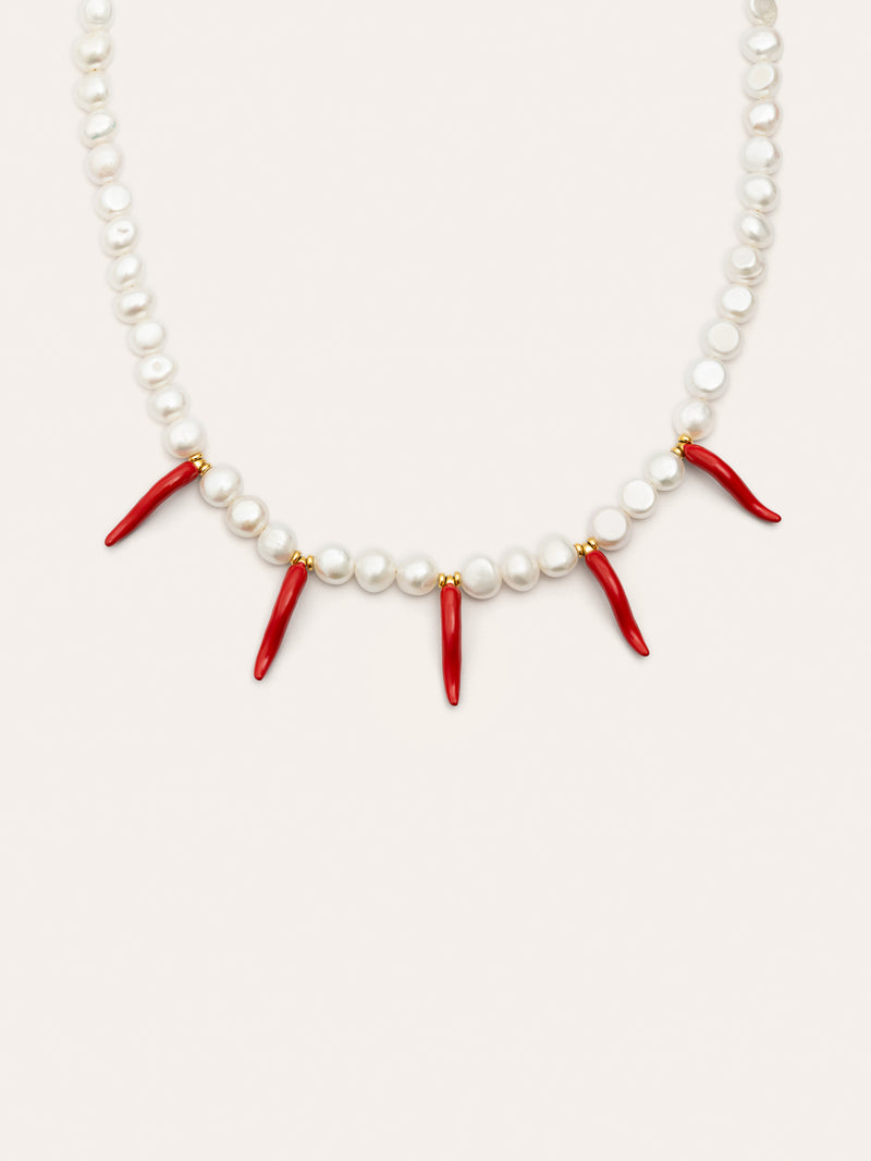 Colar Chili Pearl Aço Banho de Ouro
