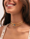 Choker Cianita Acero Baño Oro