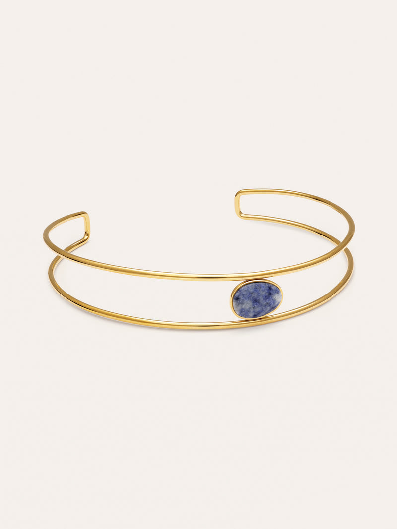 Choker Cianita Acero Baño Oro