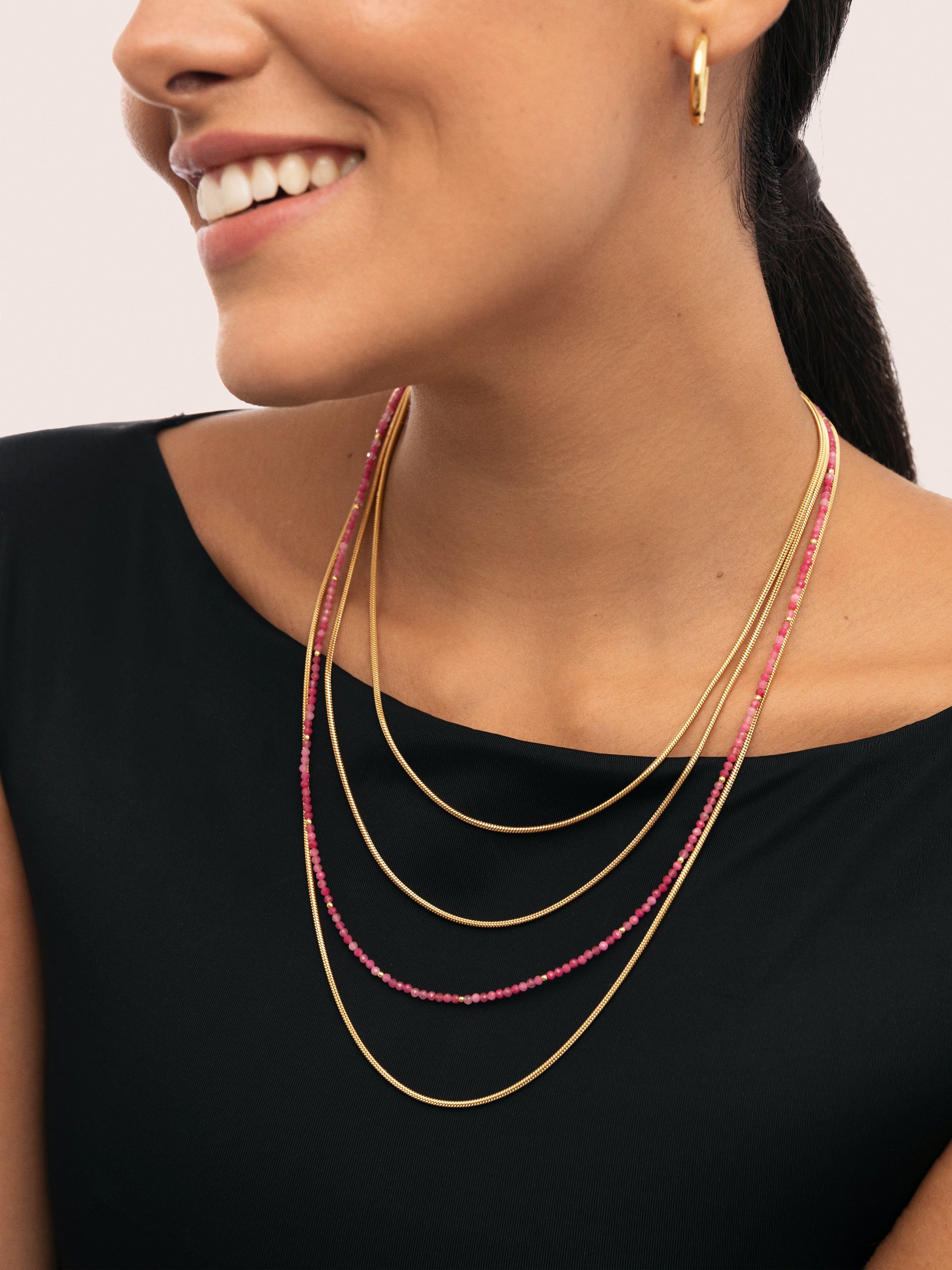 Collar Cleopatra Pink Acero Baño Oro