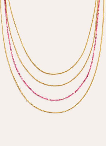 Collar Cleopatra Pink Acero Baño Oro