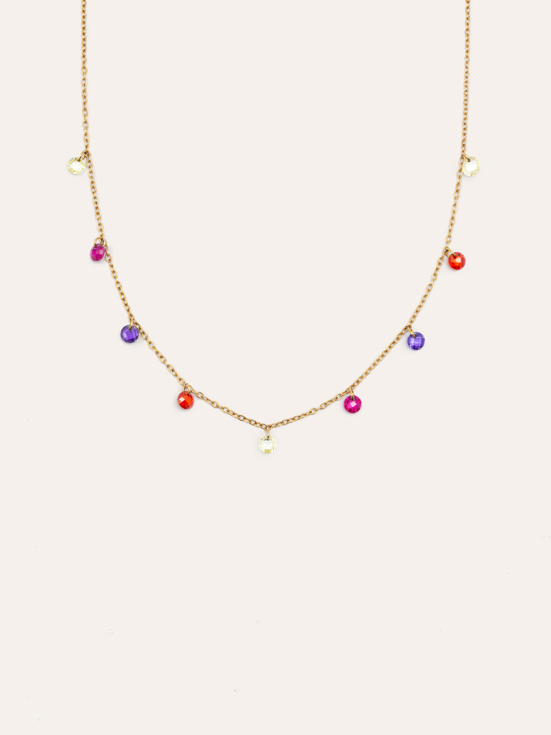 Collar Color Bits Acero Baño Oro