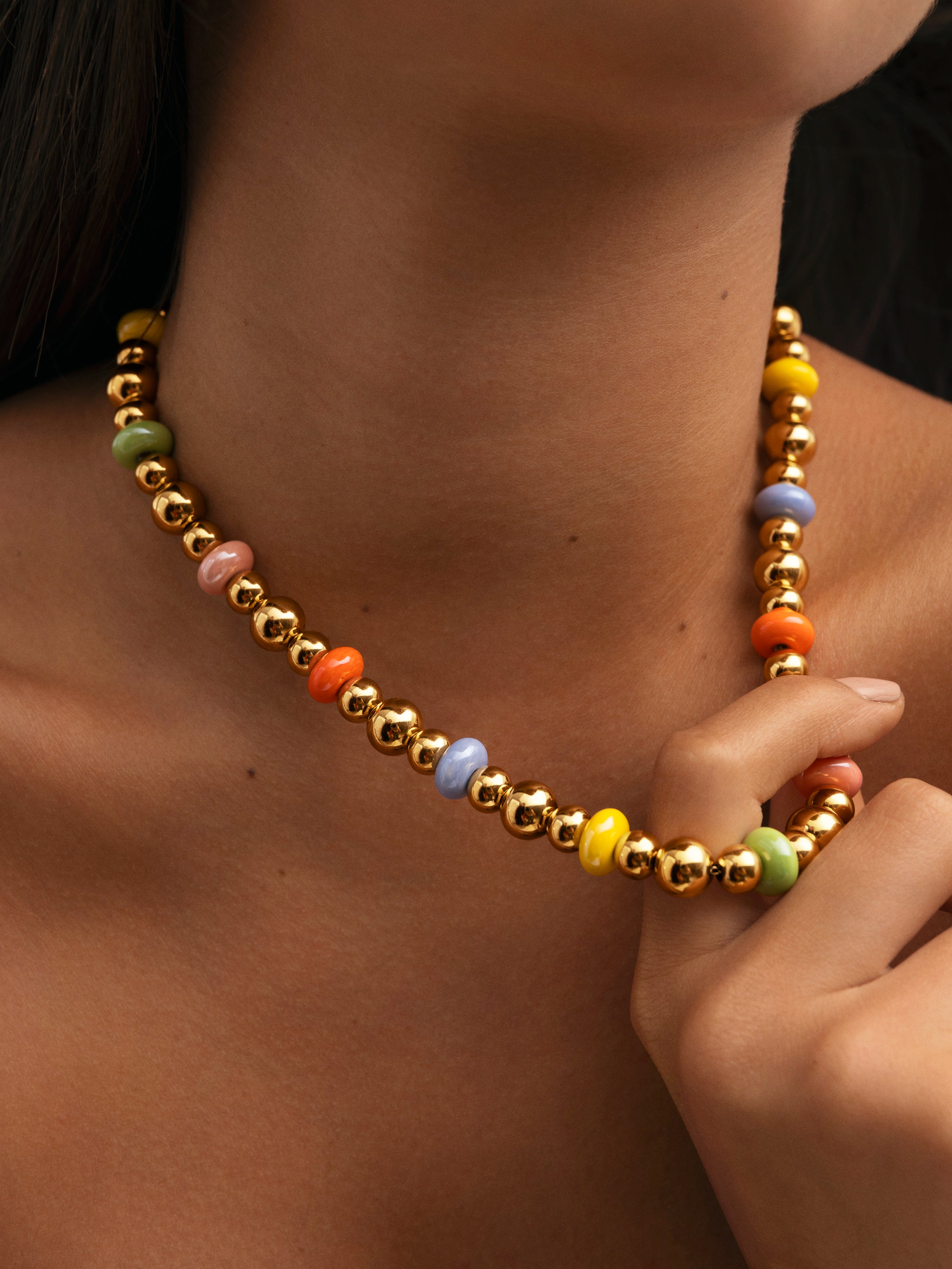 Collar Color Bomb Acero  Baño Oro