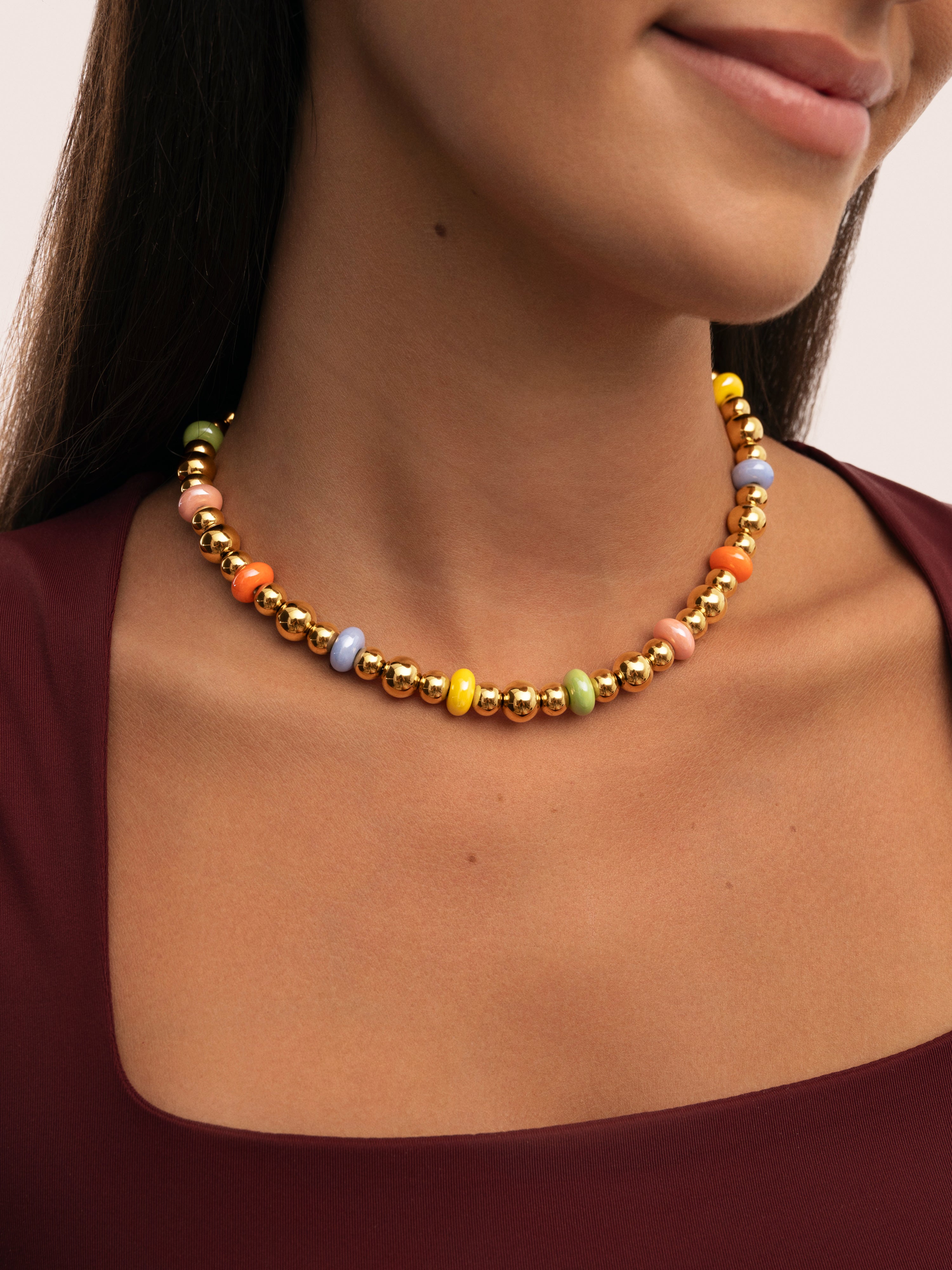 Collar Color Bomb Acero  Baño Oro