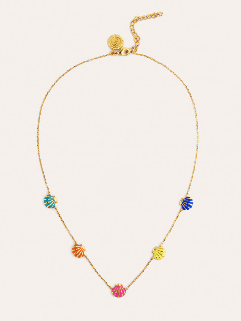 Collar Conchas Enamel Baño Oro