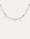 Collar Crystal Blue Pearls Acero Baño Oro