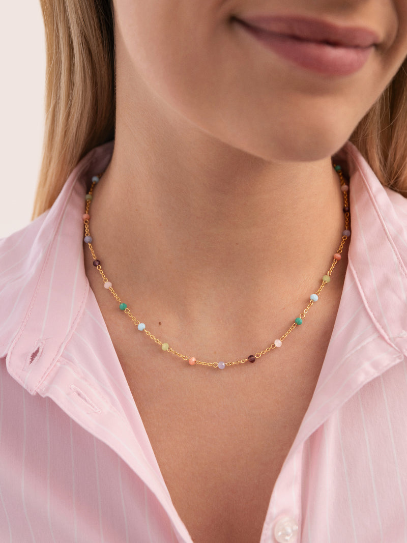 Collar Crystals Colors Acero Baño Oro