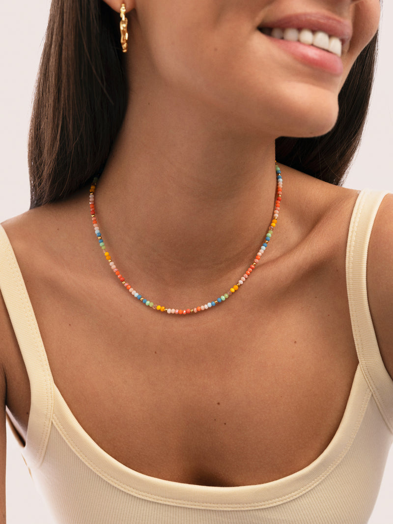 Collier Crystals Pastel Acier Plaqué Or