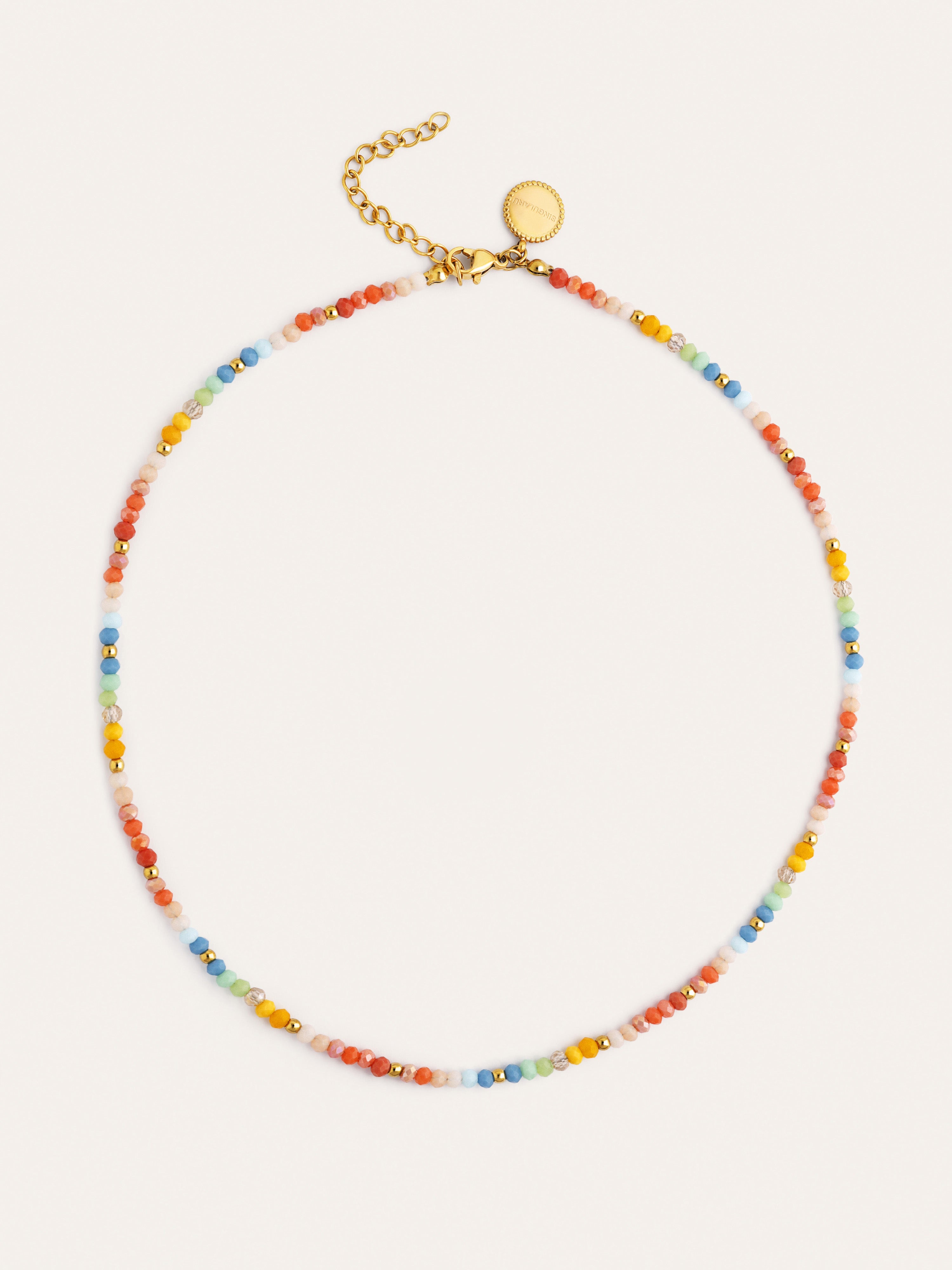 Collier Crystals Pastel Acier Plaqué Or
