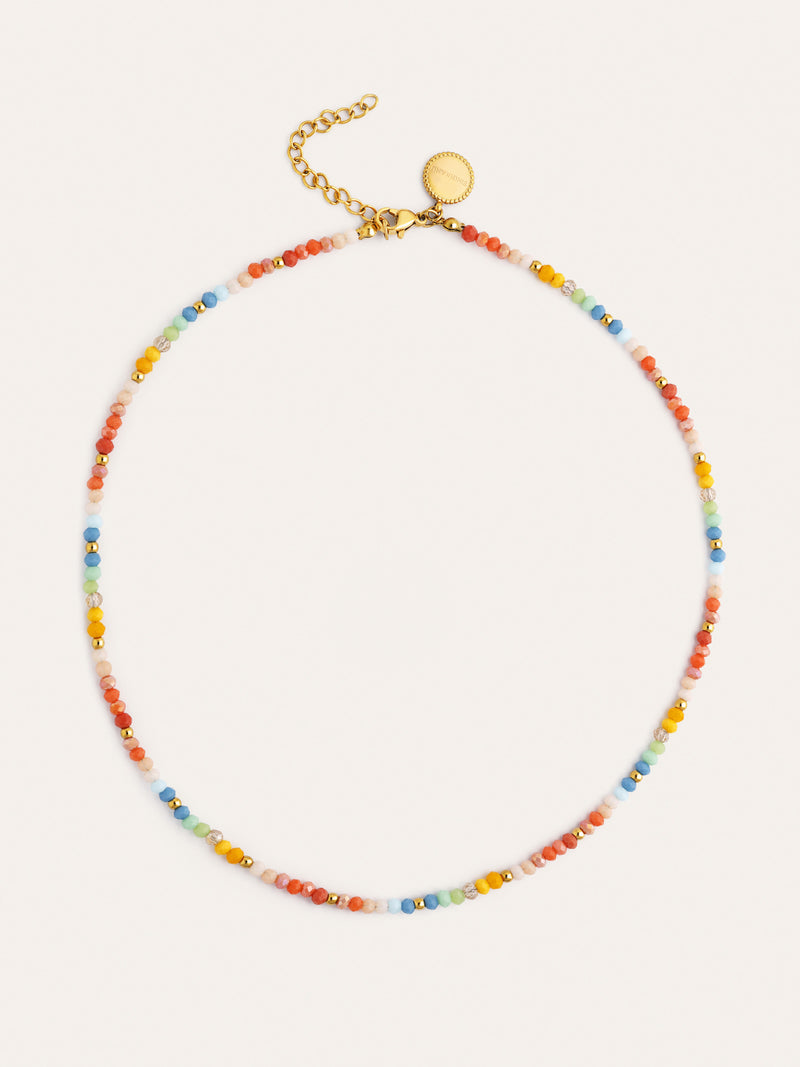 Collier Crystals Pastel Acier Plaqué Or