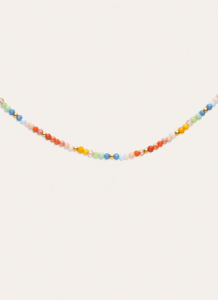 Collar Crystals Pastel Acero Baño Oro