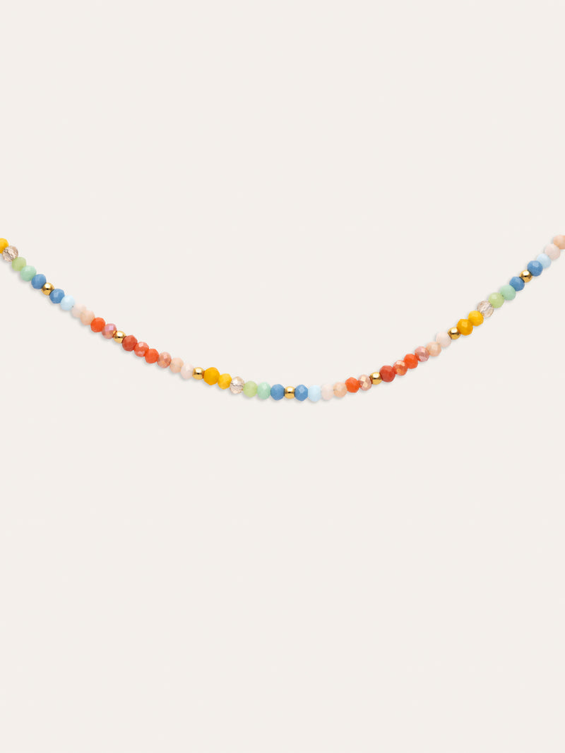 Collier Crystals Pastel Acier Plaqué Or