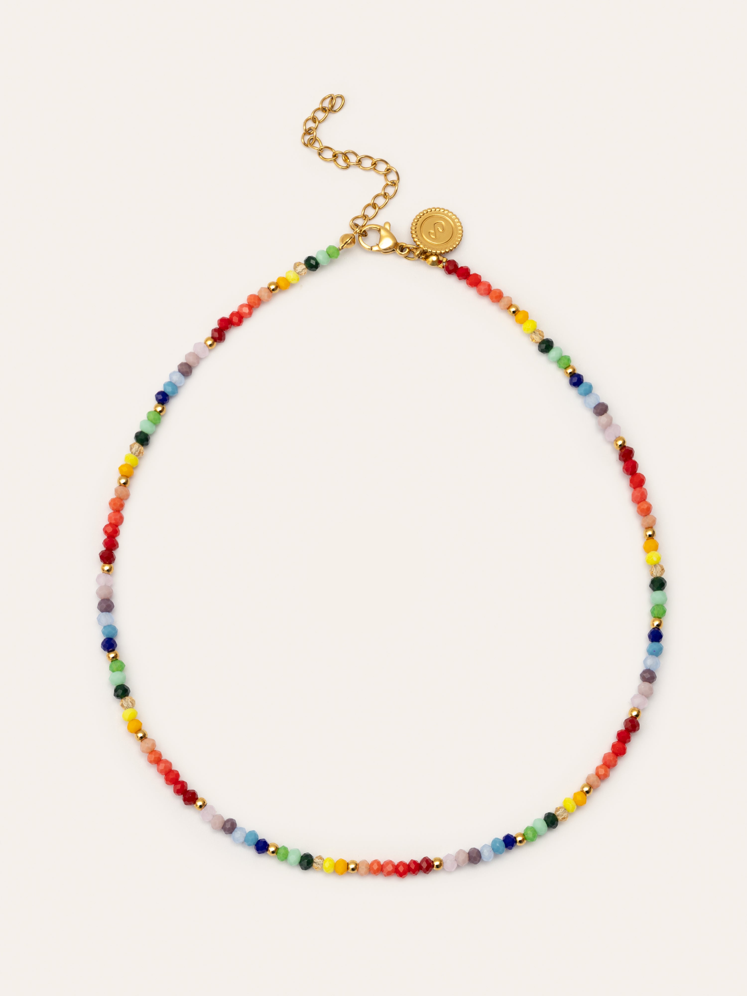 Collar Crystals Rainbow Acero Baño Oro