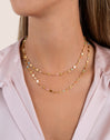 Long Crystals Sun Sterling Steel Gold Necklace