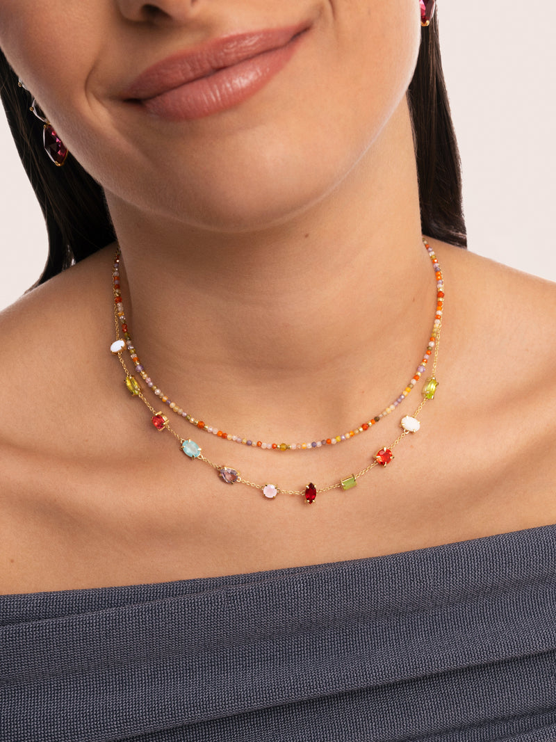 Collier Crystal Summer Acier Plaqué Or