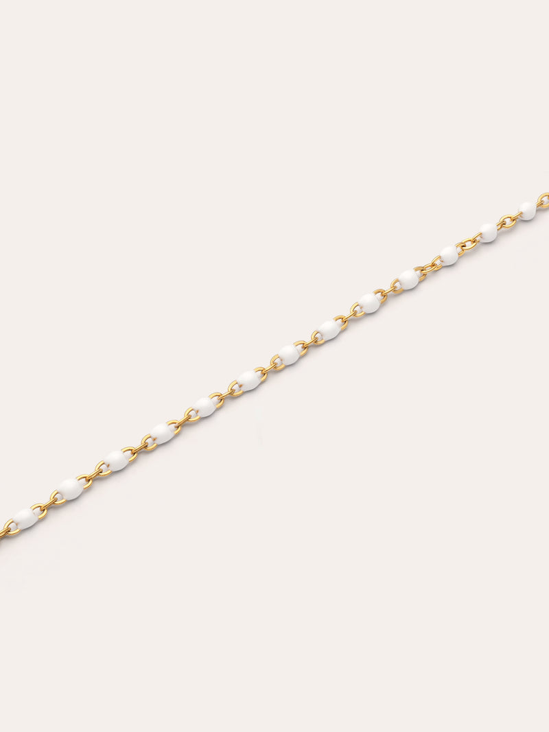 Collar Dots Enamel Blanco Acero Baño Oro