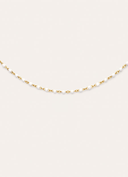 Dots Enamel Weiß Halskette Edelstahl vergoldet