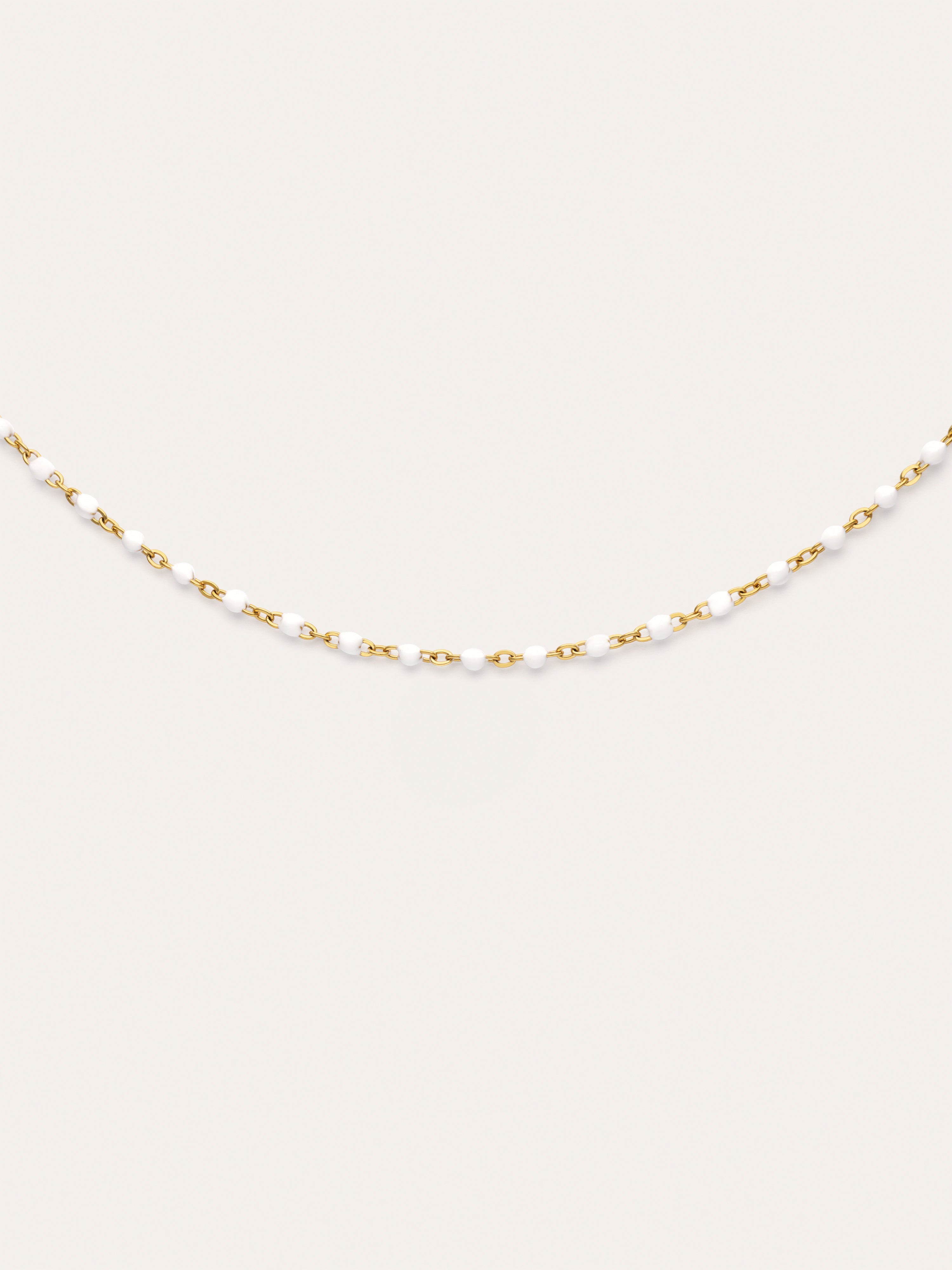 Collar Dots Enamel Blanco Acero Baño Oro