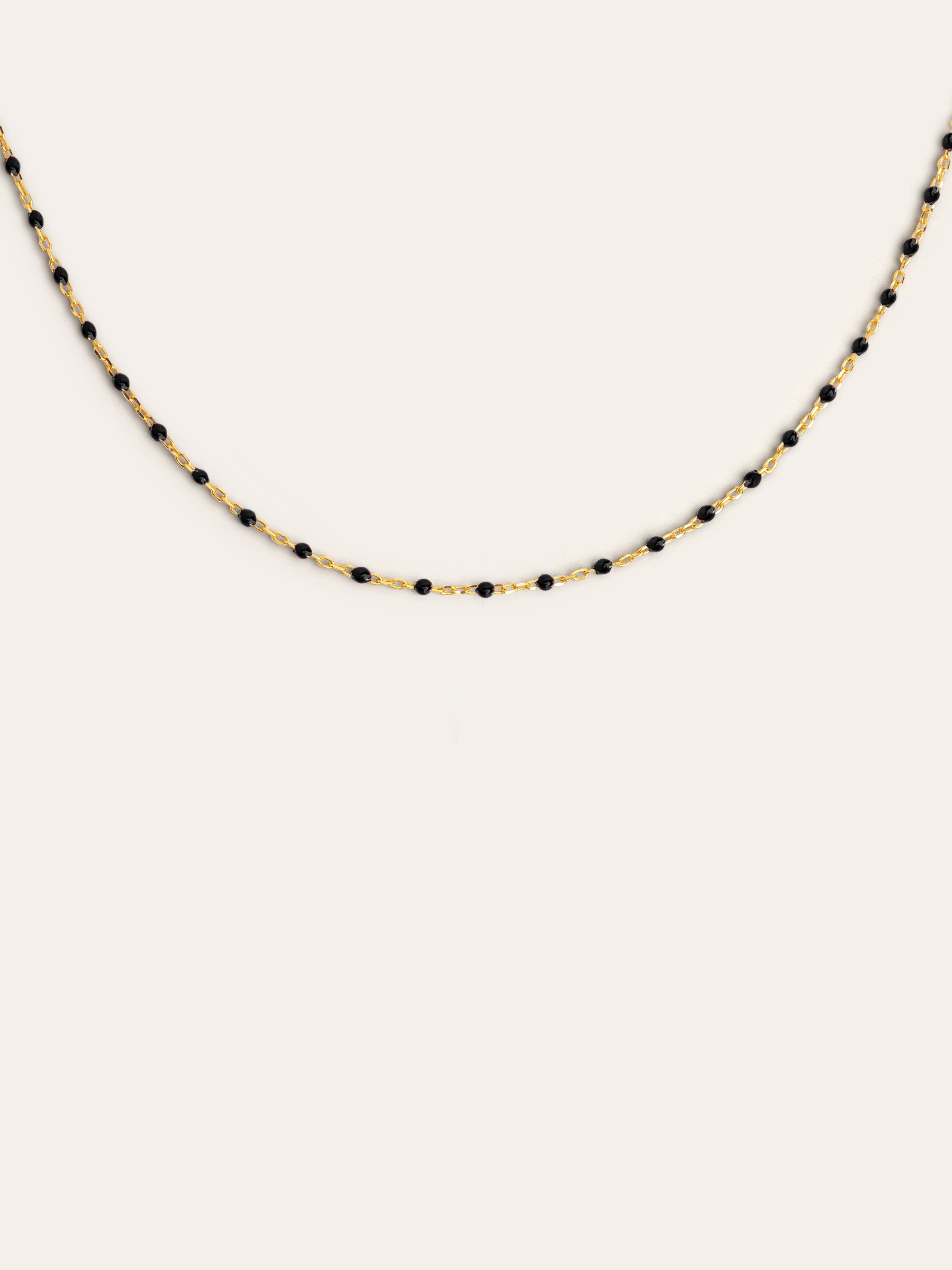 Collar Dots Black Enamel Plata Baño Oro
