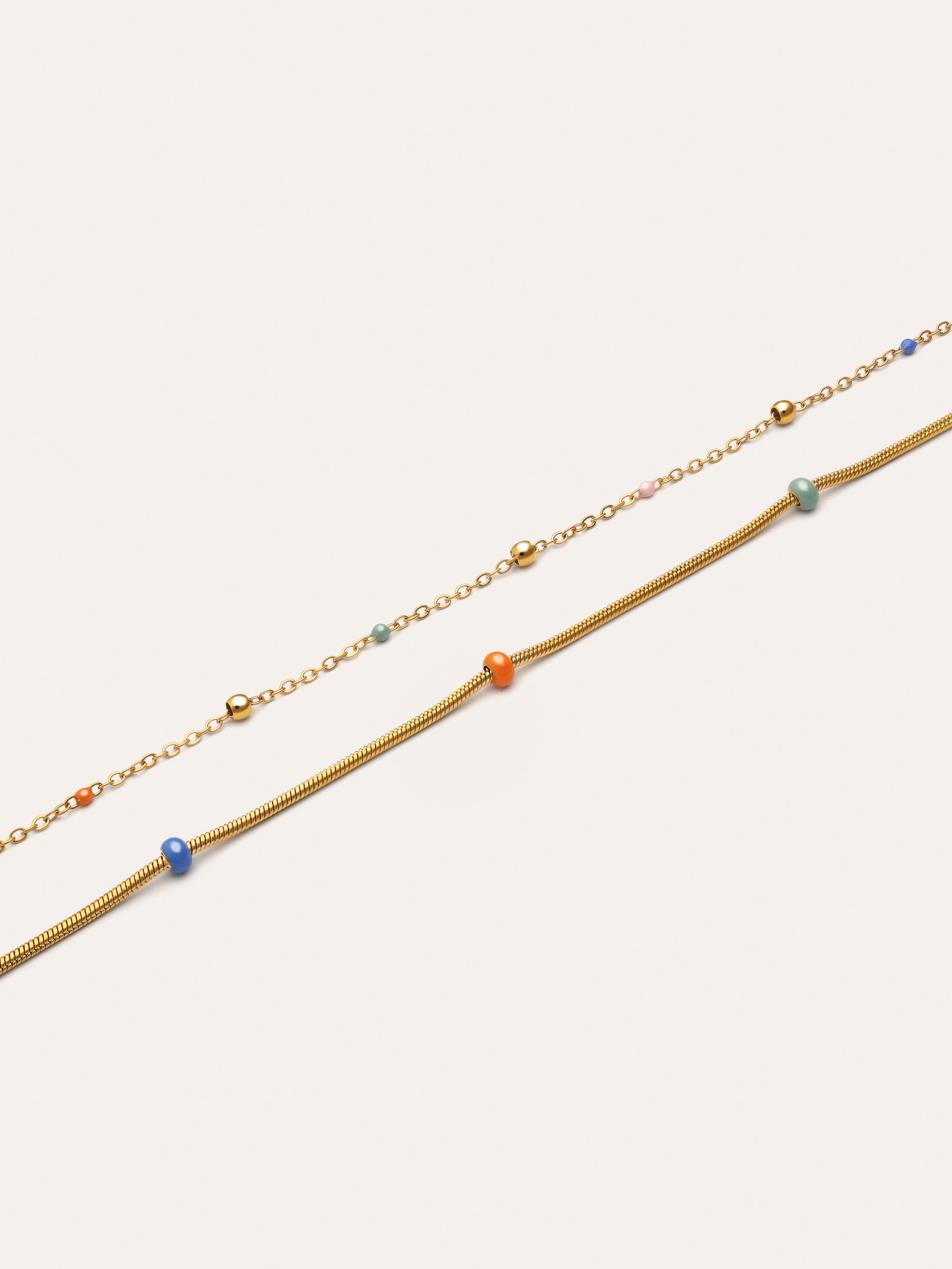 Collar Doble Carla Enamel Acero Baño Oro