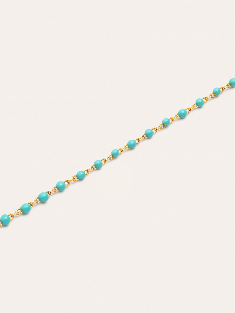 Collar Dots Turquoise Enamel Plata Baño Oro