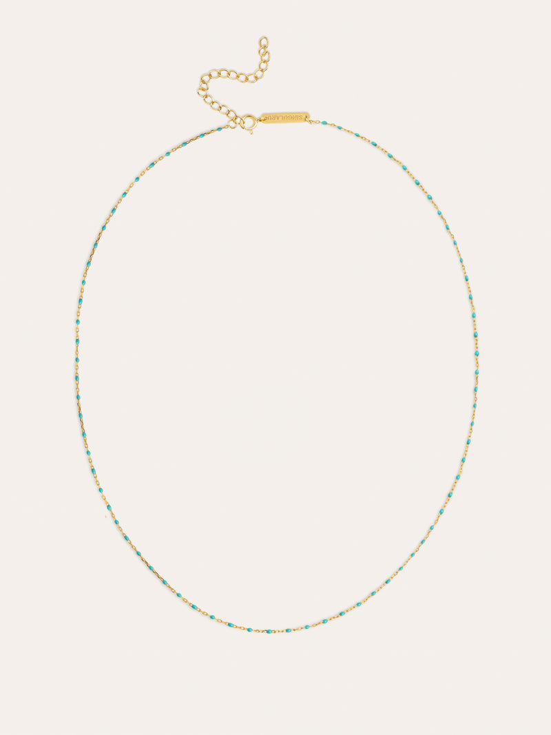Collar Dots Turquoise Enamel Plata Baño Oro