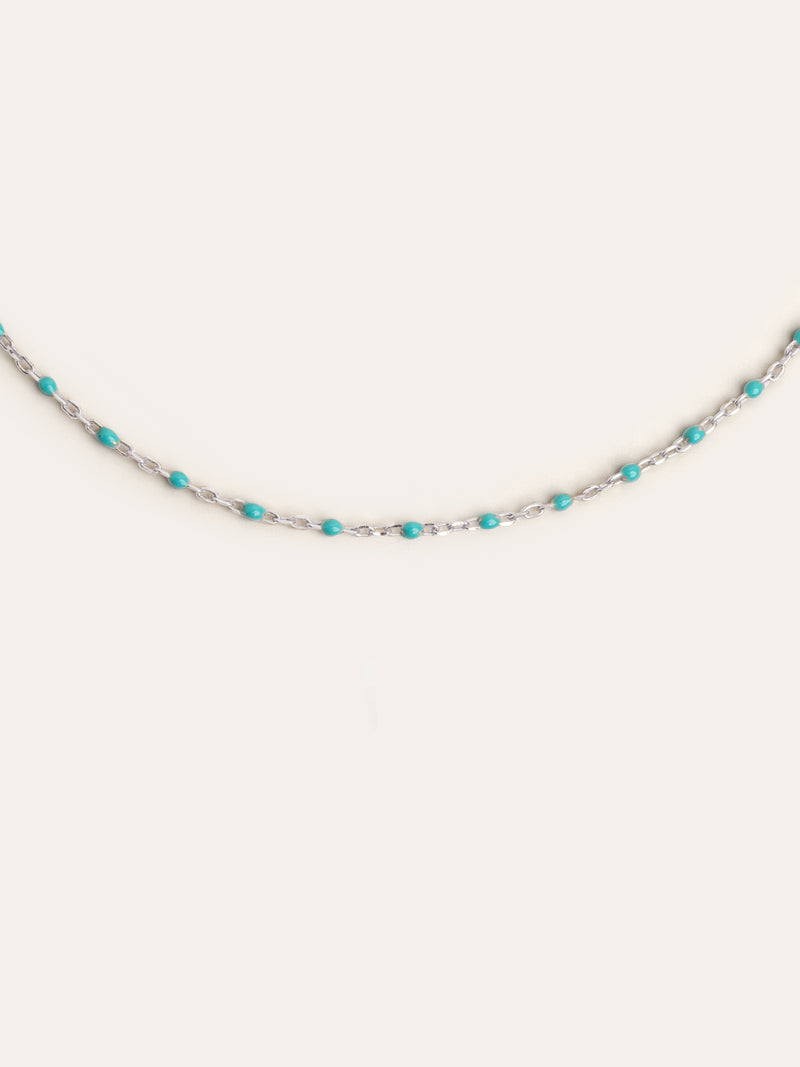 Dots Turquoise Enamel Halskette Silber
