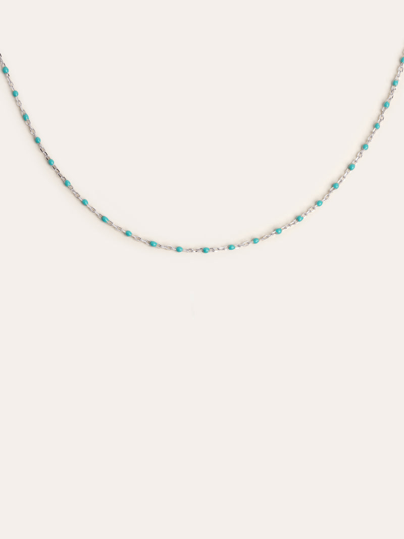 Dots Turquoise Enamel Halskette Silber