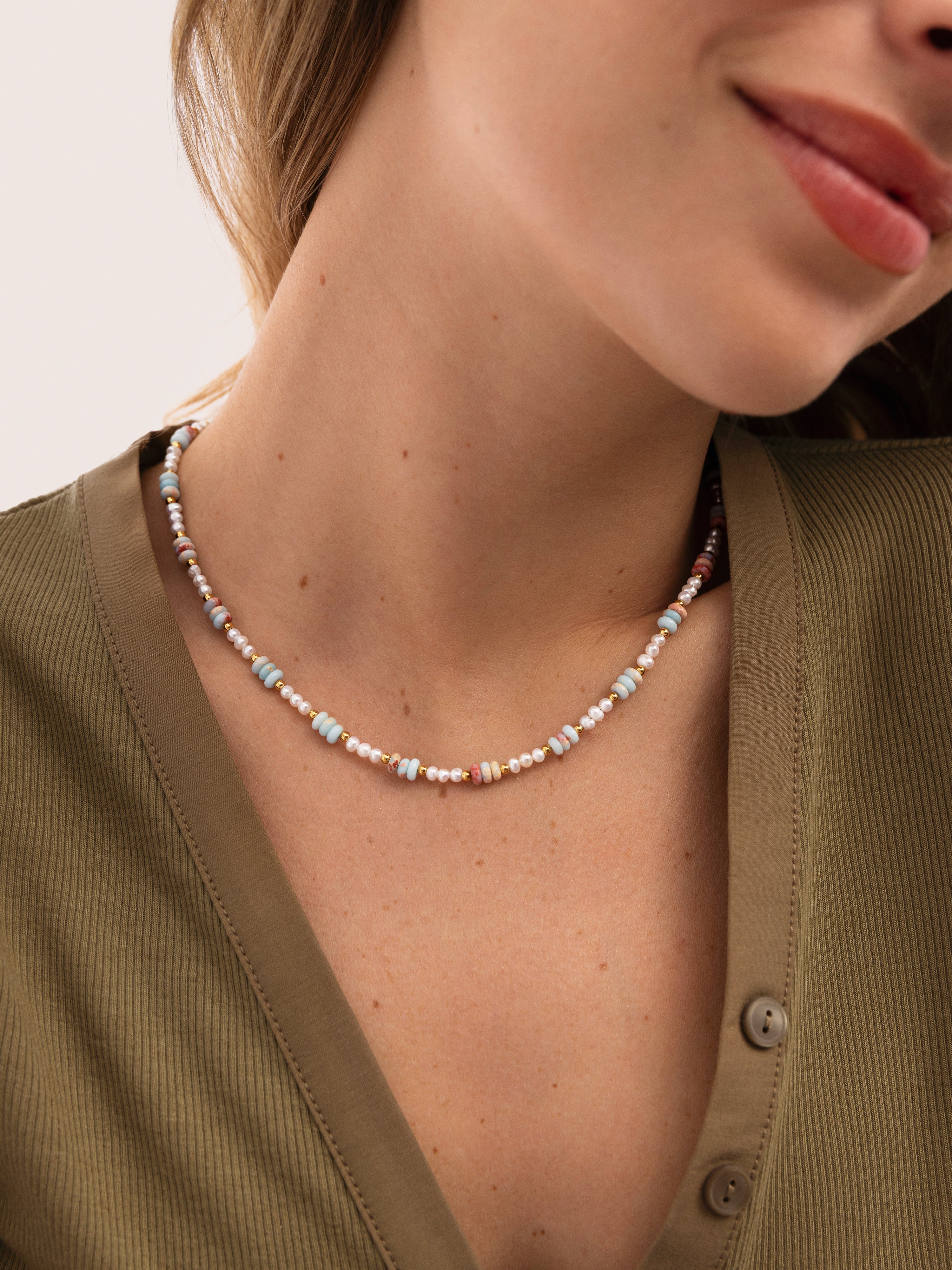 Collar Daylight Perlas Acero Baño Oro