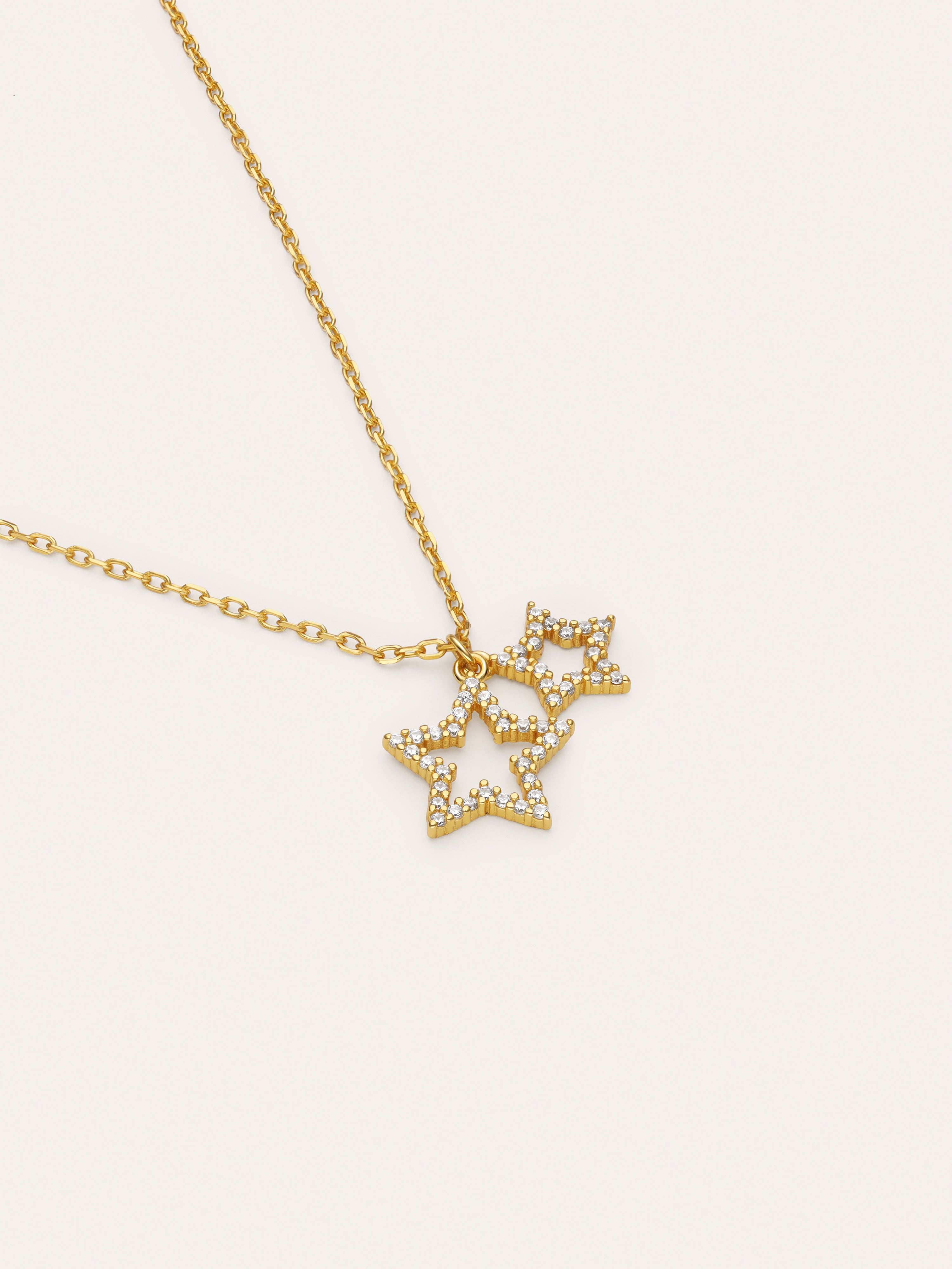 Collar Duo Stars Spark Plata Baño Oro
