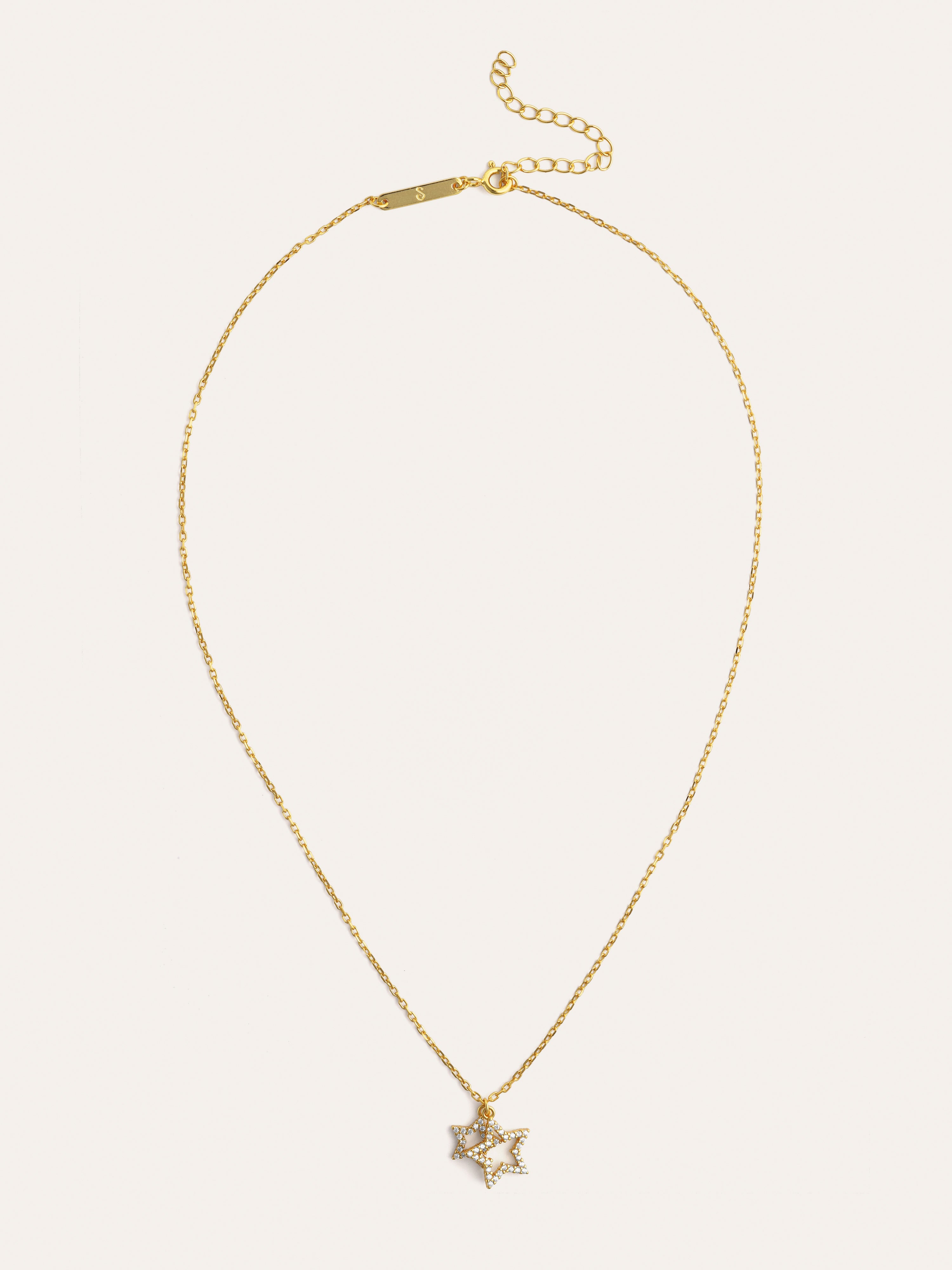 Collar Duo Stars Spark Plata Baño Oro