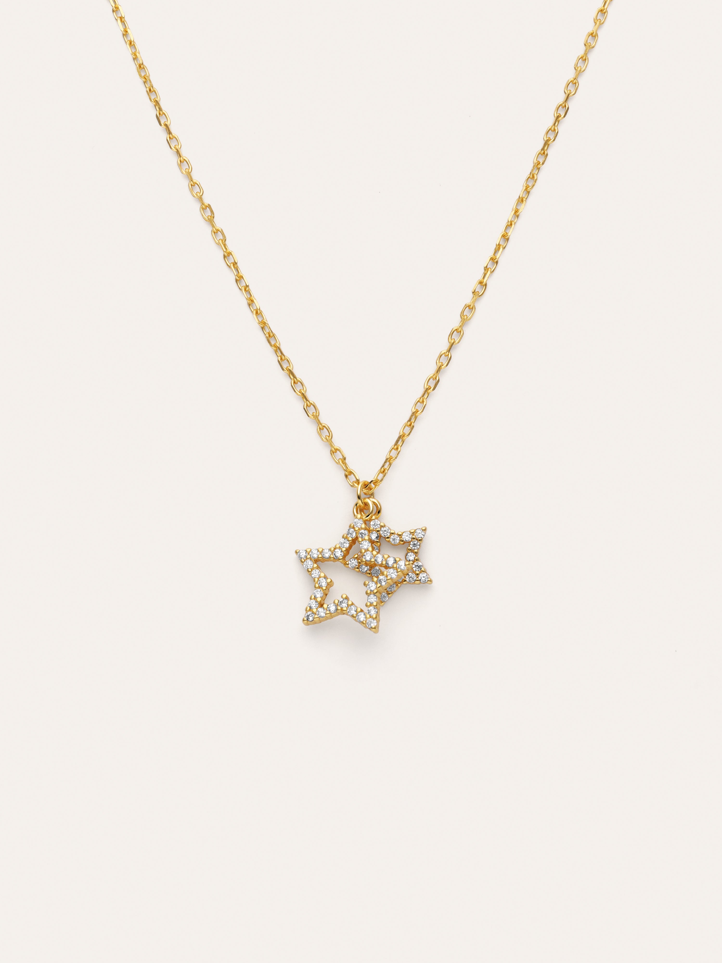Collar Duo Stars Spark Plata Baño Oro