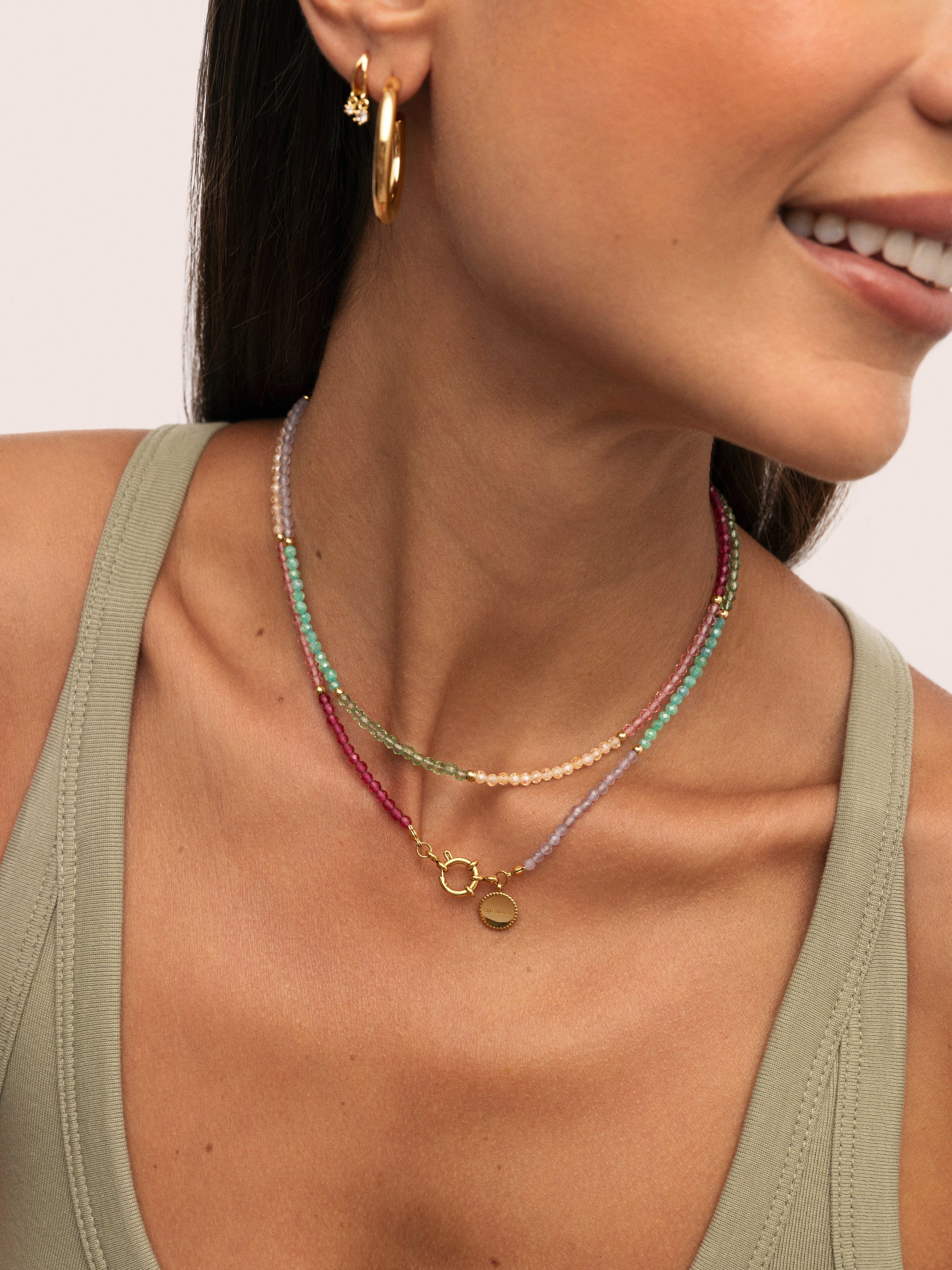 Dye Dots Pastel Stainless Steel Gold Necklace