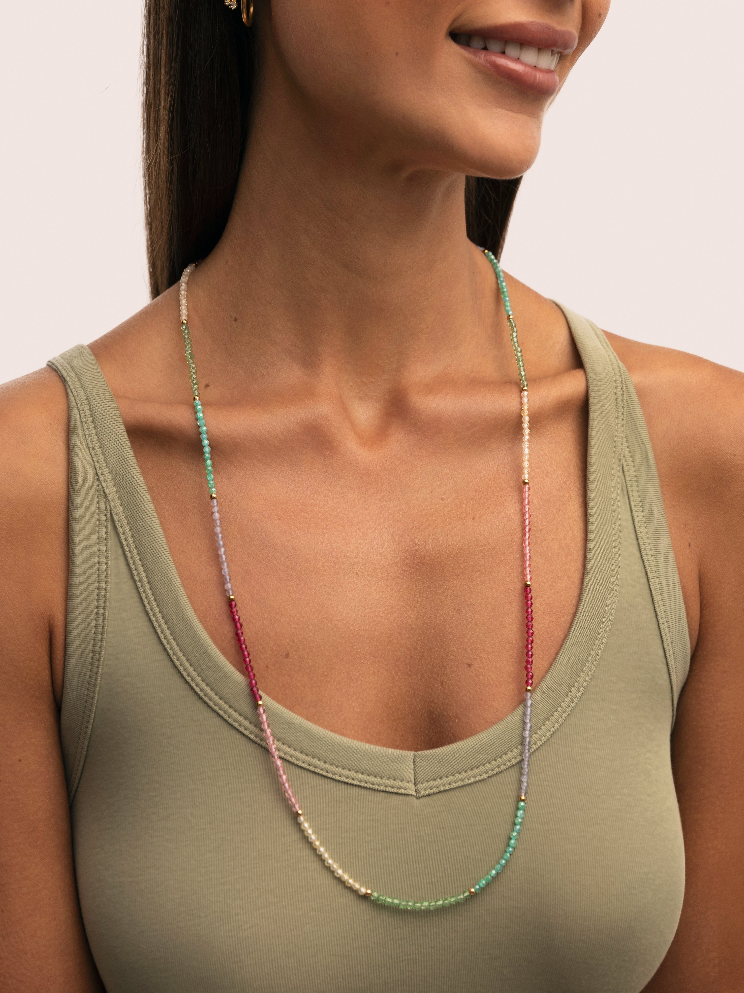 Dye Dots Pastel Stainless Steel Gold Necklace