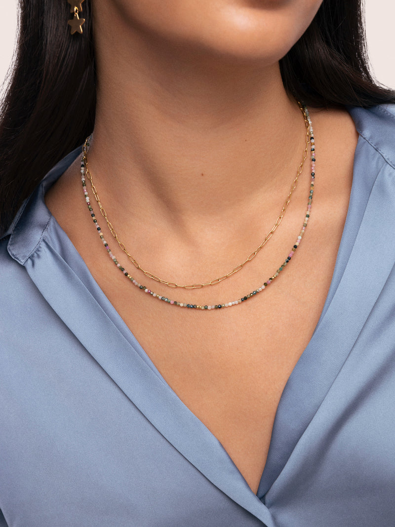 Eloise Lange Halskette Edelstahl Vergoldet