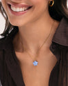 Collar Estrella Aguamarina Acero Baño Oro - puesto en modelo